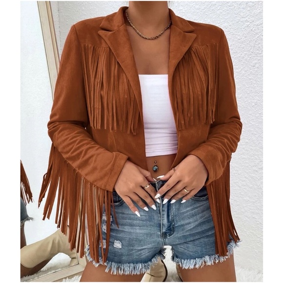 Western Open Front Fringe Boho Jacket - Picture 13 of 14